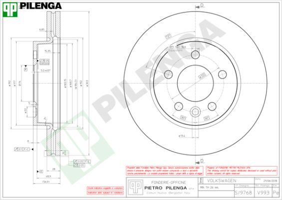 Pilenga V993 - Гальмівний диск autocars.com.ua