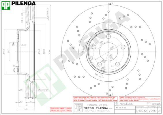 Pilenga V996 - Тормозной диск avtokuzovplus.com.ua