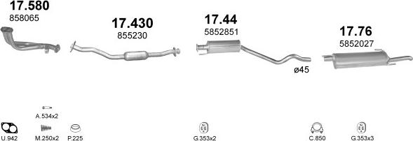 Polmo POLMO00349 - Система випуску ОГ autocars.com.ua