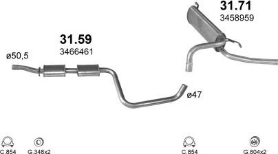Polmo POLMO00849 - Система випуску ОГ autocars.com.ua