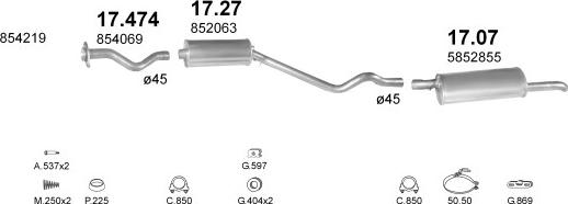 Polmo POLMO01650 - Система випуску ОГ autocars.com.ua