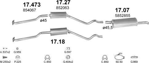 Polmo POLMO02137 - Система випуску ОГ autocars.com.ua