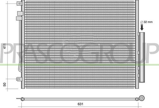 Prasco AA092C002 - Конденсатор, кондиціонер autocars.com.ua