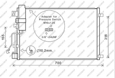 Prasco DS710C002 - Конденсатор кондиционера avtokuzovplus.com.ua