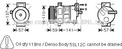 Prasco FTK447 - Компрессор кондиционера autodnr.net