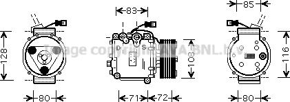 Prasco HDK168 - Компресор, кондиціонер autocars.com.ua