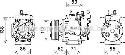 Prasco HDK302 - Компрессор кондиционера autodnr.net