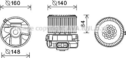 Prasco PE8392 - Електродвигун, вентиляція салону autocars.com.ua