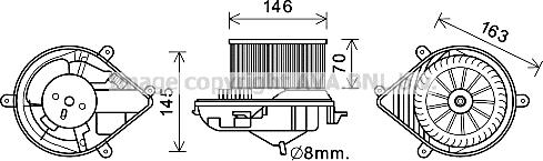 Prasco PE8394 - Електродвигун, вентиляція салону autocars.com.ua