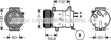 Prasco RTK345 - Компресор, кондиціонер autocars.com.ua