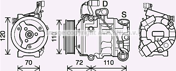 Prasco SAK025 - Компресор, кондиціонер autocars.com.ua