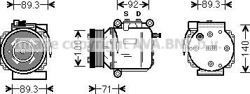 Prasco SBK053 - Компрессор кондиционера avtokuzovplus.com.ua