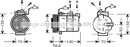 Prasco SBK054 - Компрессор кондиционера autodnr.net