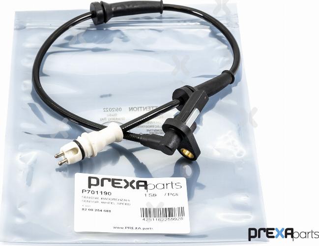 PREXAparts P701190 - Датчик ABS, частота обертання колеса autocars.com.ua