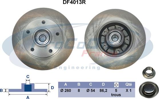 Procodis France DF4013R - Гальмівний диск autocars.com.ua