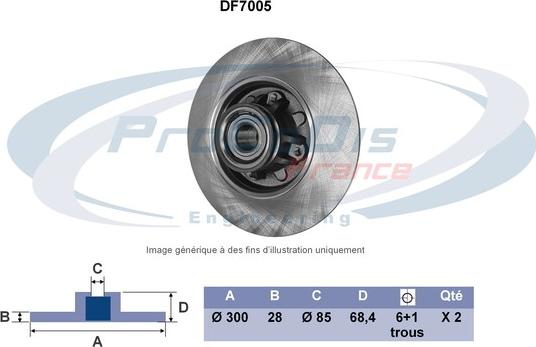 Procodis France DF7005 - Гальмівний диск autocars.com.ua
