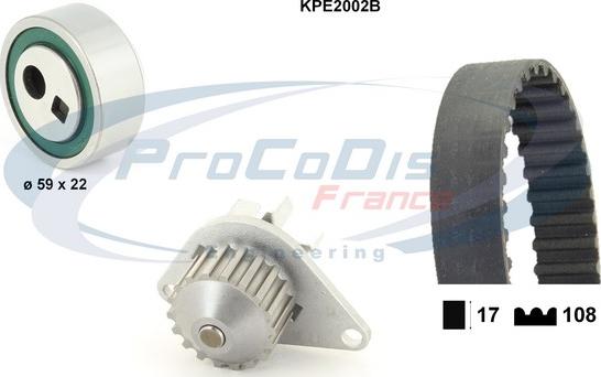 Procodis France KPE2002B - Водяний насос + комплект зубчатого ременя autocars.com.ua