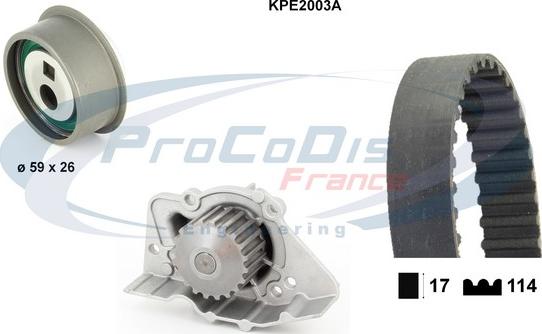 Procodis France KPE2003A - Водяний насос + комплект зубчатого ременя autocars.com.ua