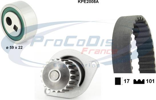 Procodis France KPE2008A - Водяний насос + комплект зубчатого ременя autocars.com.ua