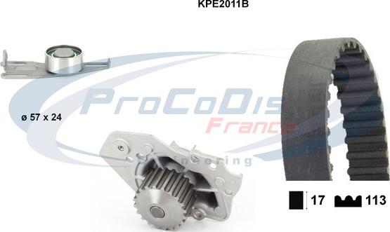 Procodis France KPE2011B - Водяний насос + комплект зубчатого ременя autocars.com.ua