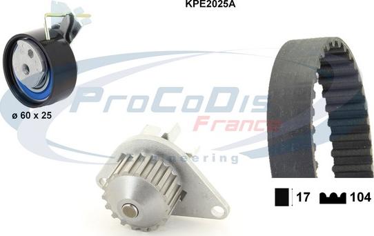 Procodis France KPE2025A - Водяний насос + комплект зубчатого ременя autocars.com.ua
