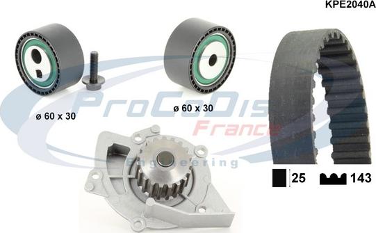 Procodis France KPE2040A - Водяной насос + комплект зубчатого ремня autodnr.net