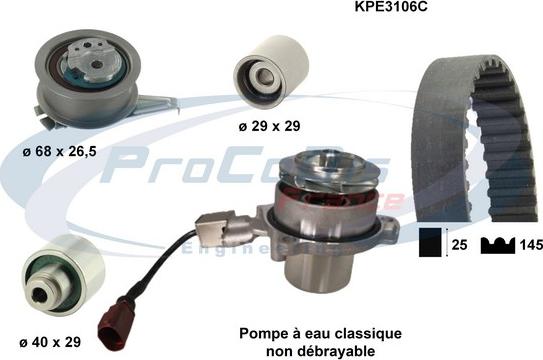 Procodis France KPE3106C - Водяний насос + комплект зубчатого ременя autocars.com.ua