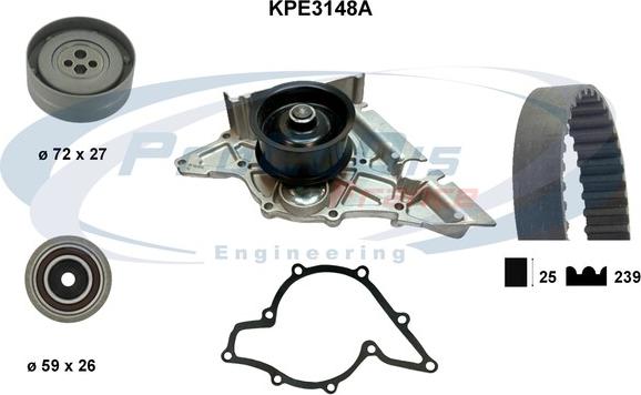 Procodis France KPE3148A - Водяний насос + комплект зубчатого ременя autocars.com.ua