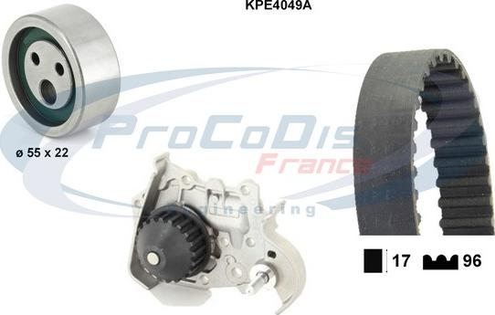 Procodis France KPE4049A - Водяний насос + комплект зубчатого ременя autocars.com.ua