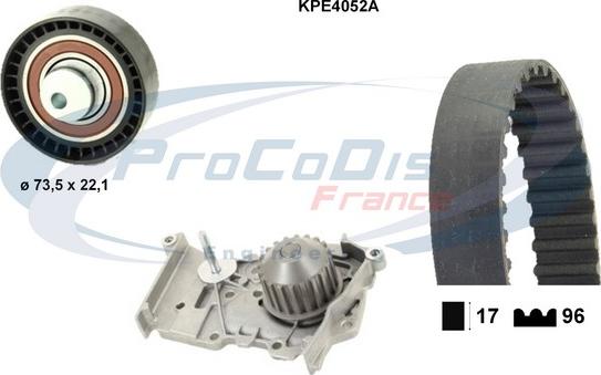 Procodis France KPE4052A - Водяний насос + комплект зубчатого ременя autocars.com.ua
