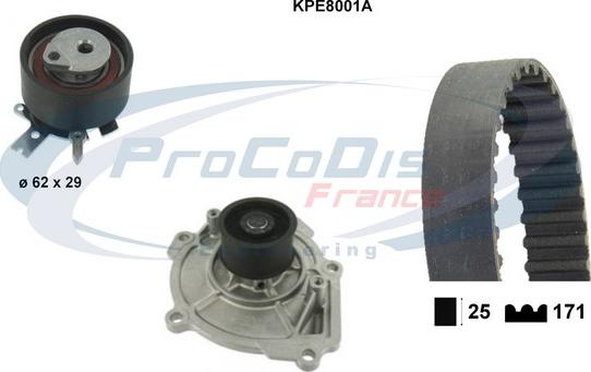 Procodis France KPE8001A - Водяний насос + комплект зубчатого ременя autocars.com.ua