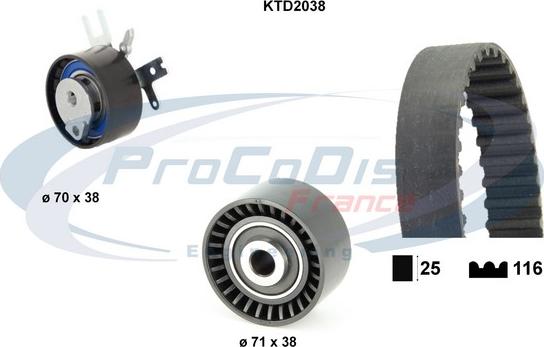 Procodis France KTD2038 - Комплект ременя ГРМ autocars.com.ua