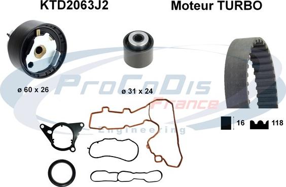 Procodis France KTD2063J2 - Комплект ремня ГРМ autodnr.net