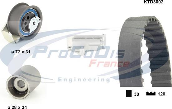 Procodis France KTD3002 - Комплект ременя ГРМ autocars.com.ua
