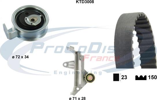 Procodis France KTD3008 - Комплект ременя ГРМ autocars.com.ua