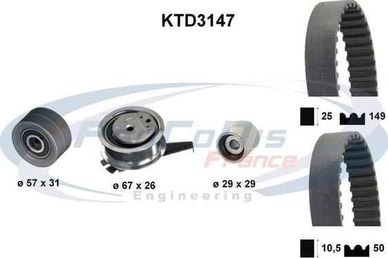 Procodis France KTD3147 - Комплект ременя ГРМ autocars.com.ua