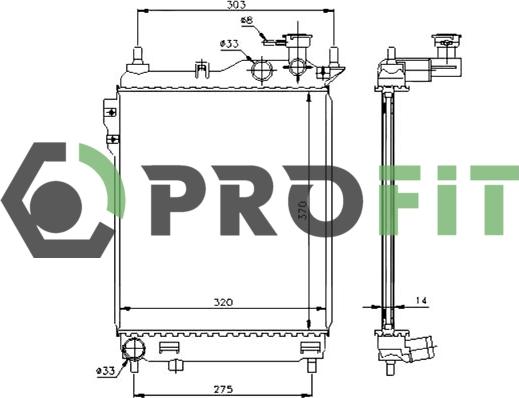 Profit 1740-0143 - Радіатор, охолодження двигуна autocars.com.ua