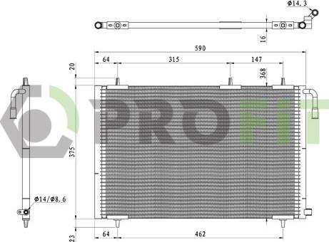 Profit 1770-0084 - Конденсатор, кондиціонер autocars.com.ua