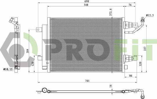 Profit 1770-0253 - Конденсатор, кондиціонер autocars.com.ua