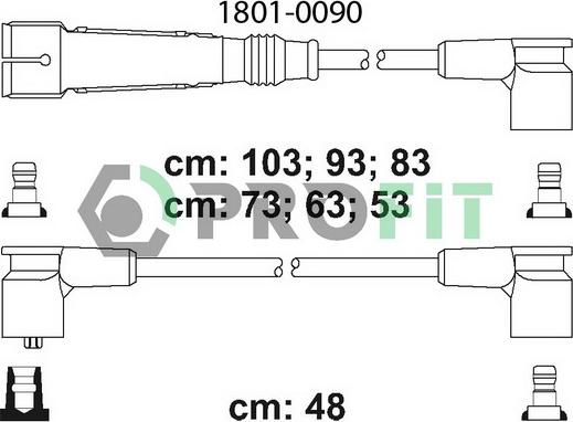 Profit 1801-0090 - Комплект проводів запалювання autocars.com.ua