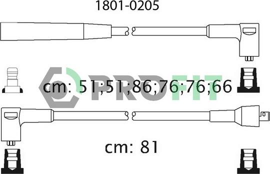 Profit 1801-0205 - Комплект проводів запалювання autocars.com.ua