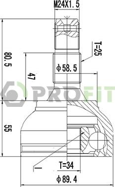 Profit 2710-1455 - Шарнирный комплект, ШРУС, приводной вал autodnr.net