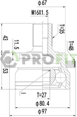 Profit 2710-3061 - Шарнірний комплект, ШРУС, приводний вал autocars.com.ua