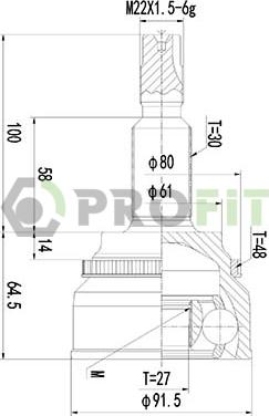 Profit 2710-3073 - Шарнирный комплект, ШРУС, приводной вал avtokuzovplus.com.ua