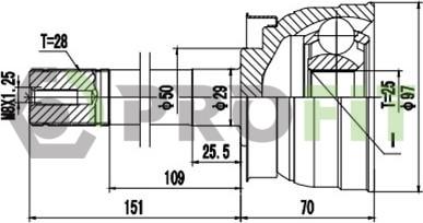 Profit 2710-3103 - Шарнирный комплект, ШРУС, приводной вал autodnr.net