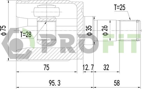 Profit 2810-2061 - Шарнирный комплект, ШРУС, приводной вал avtokuzovplus.com.ua