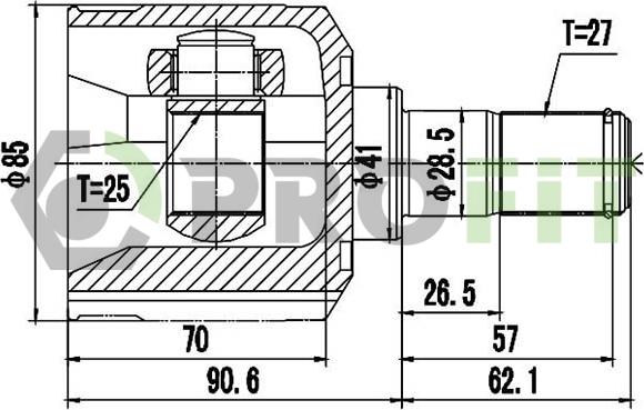 Profit 2810-2067 - Шарнирный комплект, ШРУС, приводной вал avtokuzovplus.com.ua