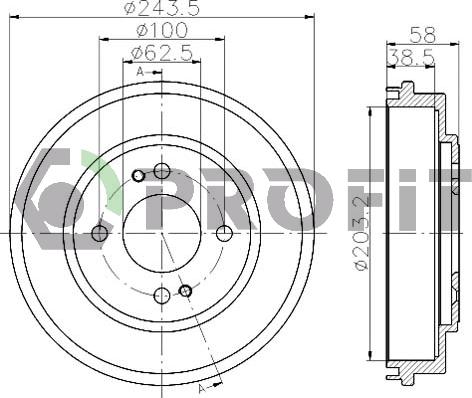 Profit 5020-0043 - Гальмівний барабан autocars.com.ua