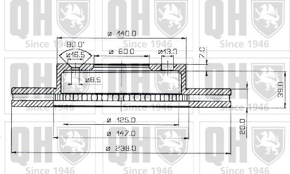 Quinton Hazell BDC3244 - Тормозной диск avtokuzovplus.com.ua