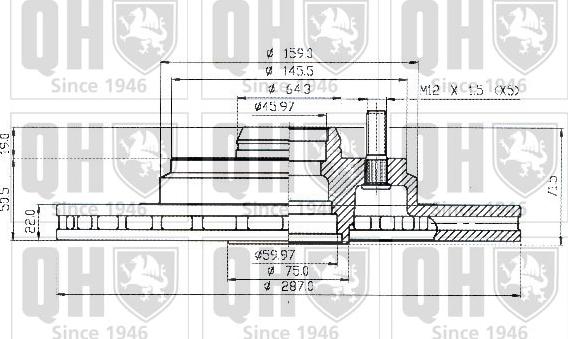 Quinton Hazell BDC3459 - Гальмівний диск autocars.com.ua